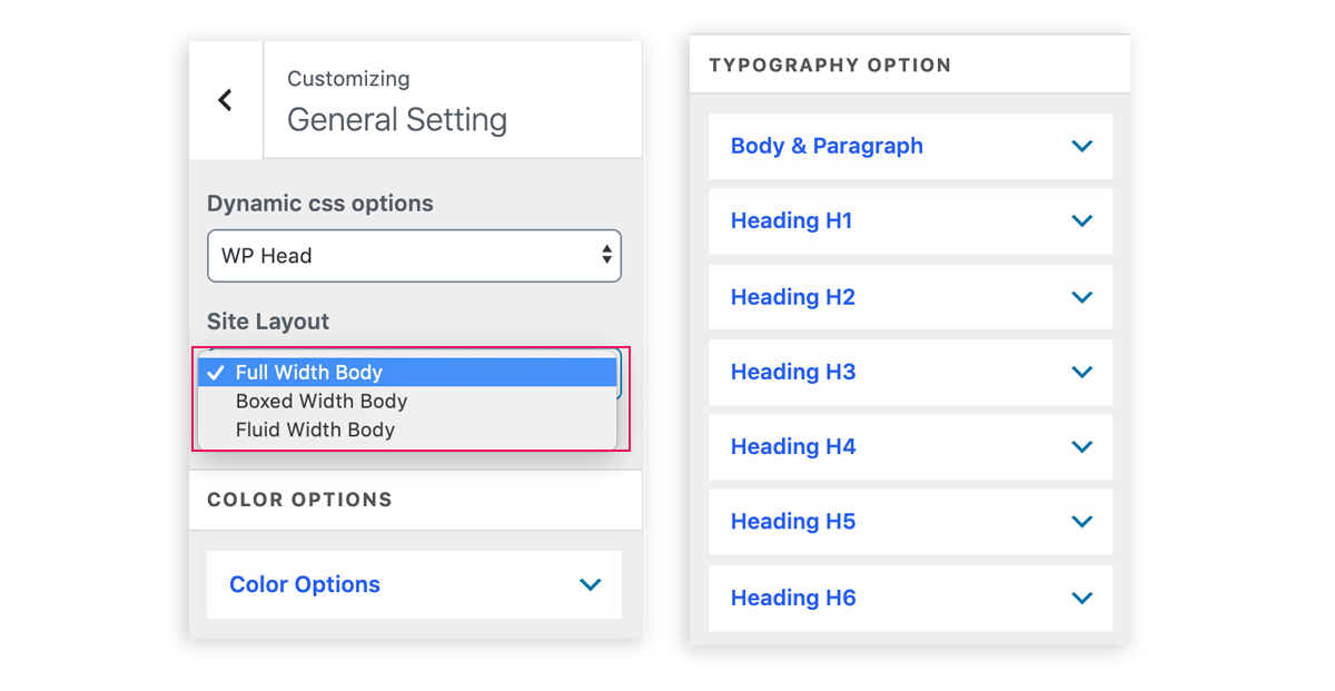 layout settings