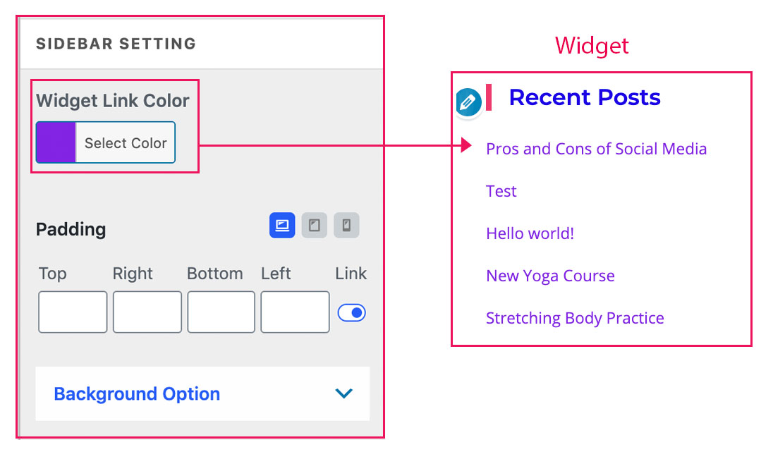 widget setting